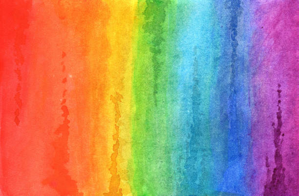 regenbogen in aquarell - regenbogen stock-fotos und bilder