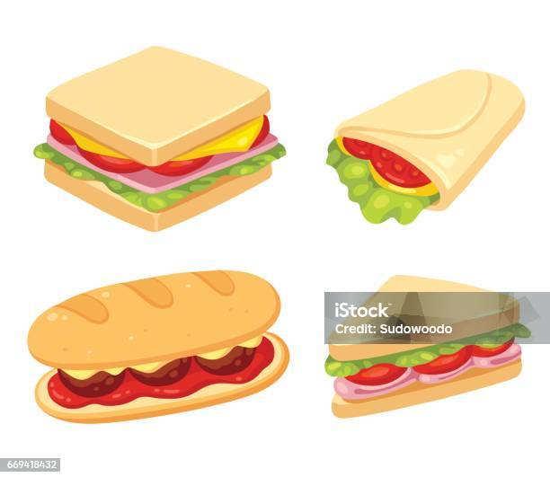 Sandwich Illustration Set Stock Illustration - Download Image Now - Sandwich, Vector, Clip Art