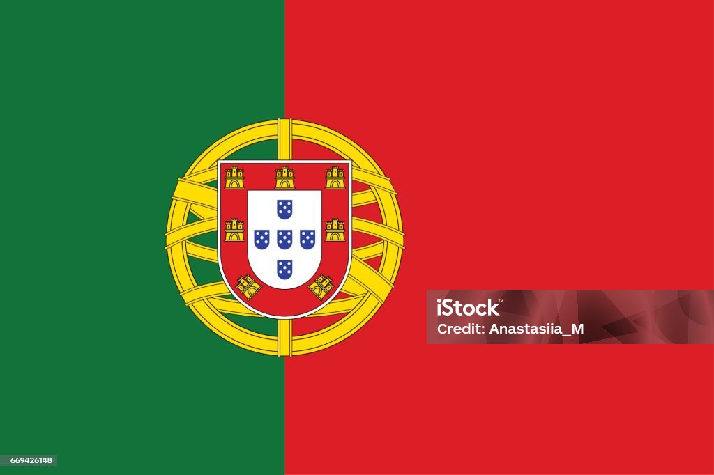 National flag of Portugal country. National flag of Portugal country. Patriotic sign in official nation portuguese colors: green, red and yellow. Symbol of Sounhern European state. Vector icon illustration Portugal stock vector