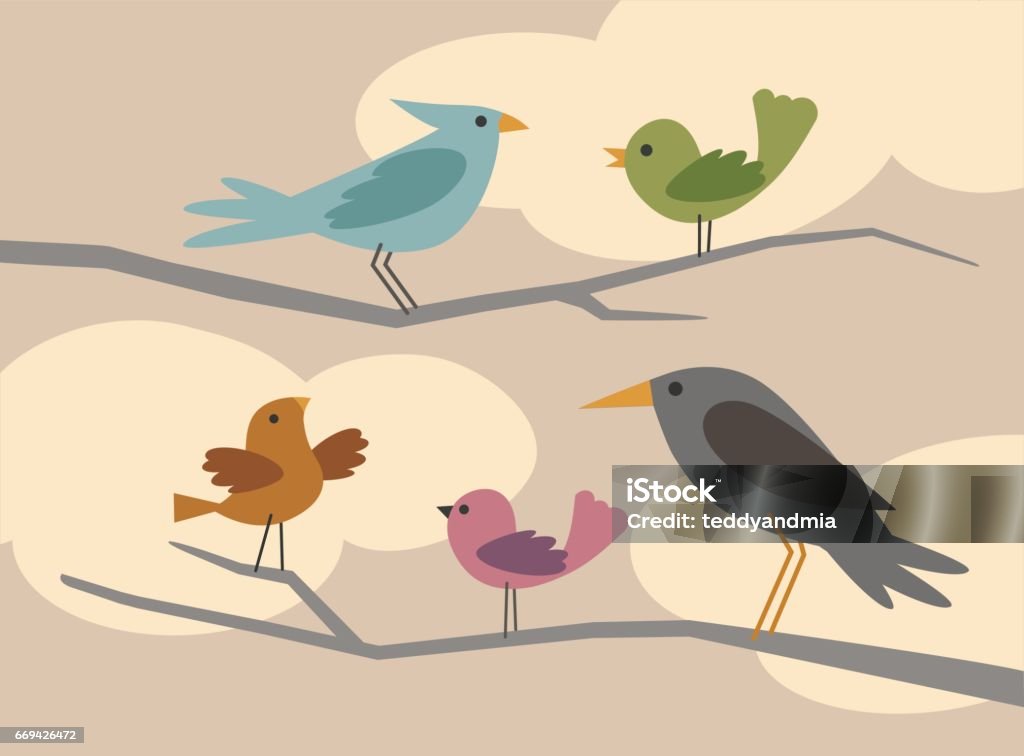 Set Of Simple Flat Style Cartoon Birds Stock Illustration - Download Image  Now - Bird, Springtime, Animal Body Part - iStock