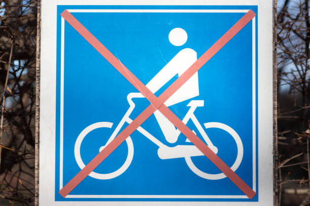 istock Sign for not to ride bikes 669426914