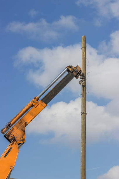 istock wooden telephone pole hangs vertically 2 669445596