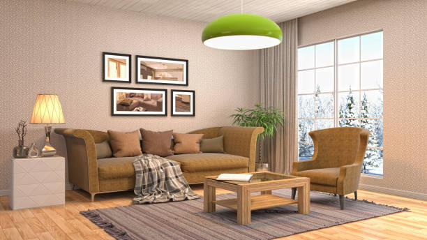 istock Interior living room. 3d illustration 669453046