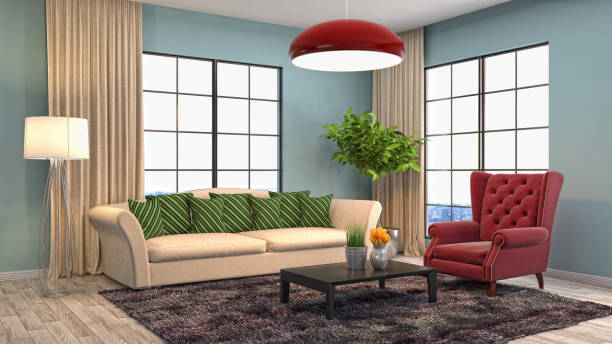 istock Interior living room. 3d illustration 669456072