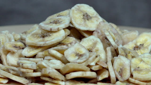 Dried banana slices. turntable