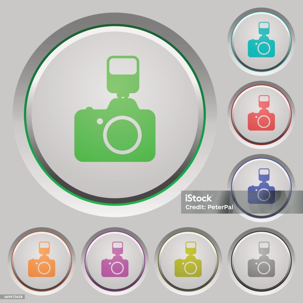 Flashing Camera Button Camera With Flash Push Buttons Stock Illustration - Download Image Now ...