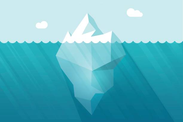 illustrations, cliparts, dessins animés et icônes de gros iceberg flottant sur l’eau des vagues avec illustration vectorielle partie sous-marine - iceberg antarctica glacier melting