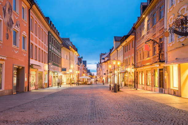 Night of Fussen town in Bavaria, Germany Night of Fussen town in Bavaria, Germany. fussen stock pictures, royalty-free photos & images