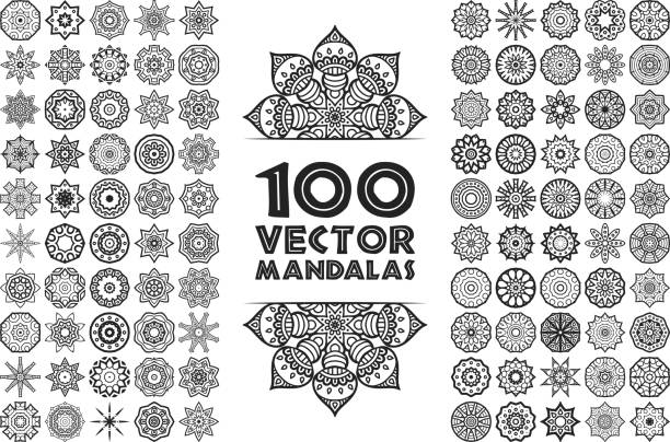 Vector decorate Mandala Ornament beautiful  card with mandala. Geometric circle element made in vector asian tattoos stock illustrations