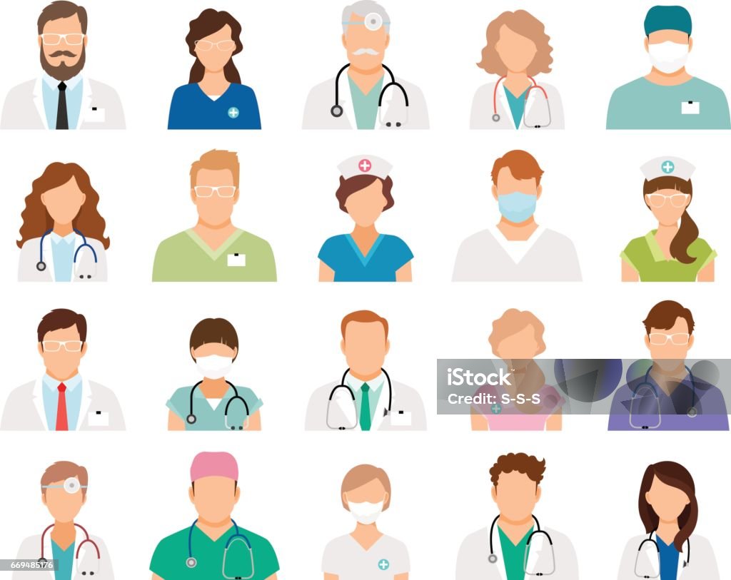 Professional doctor avatars Professional doctor avatars isolated on white background. Medicine professionals and medical staff people icons vector illustration Doctor stock vector