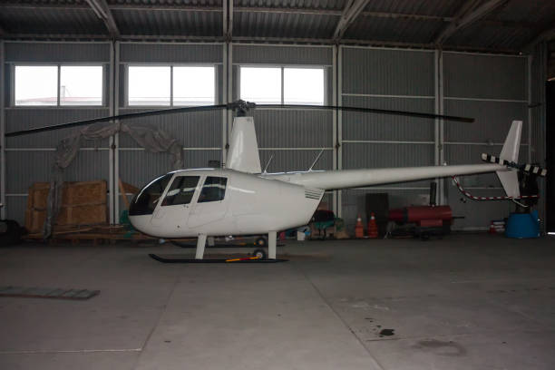 istock Small helicopter in the hangar 669485696