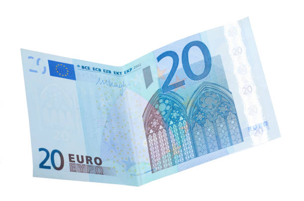 vinte euro-notas de banco isoladas - nota de vinte euros - fotografias e filmes do acervo