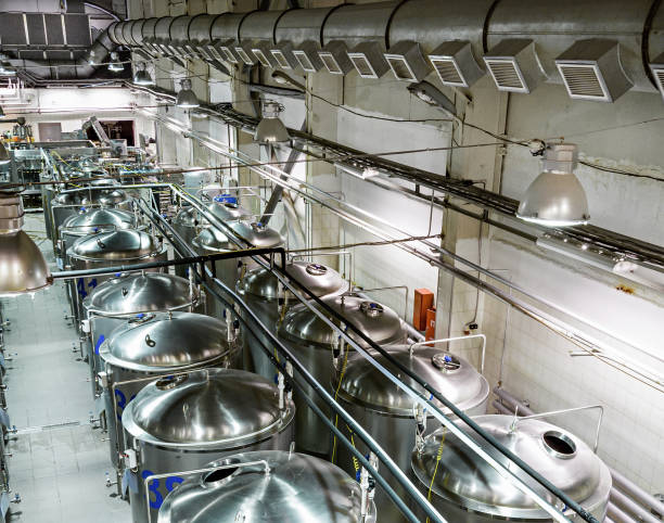 istock Rows of cisterns from food stainless steel 669491778