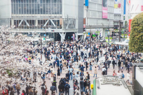 People crossing the pedestrian crossing of Tokyo Shibuya