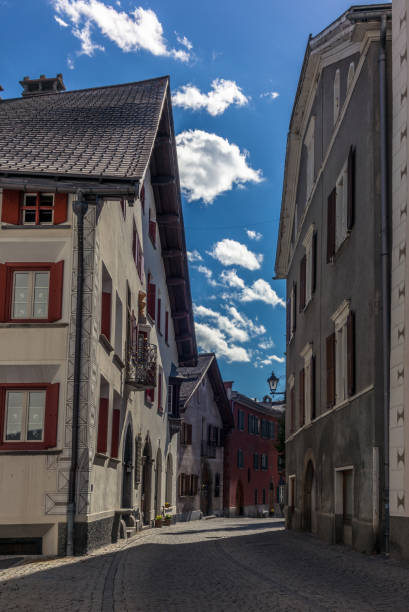 istock Colorful medieval street in Samedan in Engadin 669495544