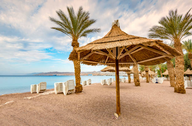 istock Morning at sandy beach of Eilat 669498982