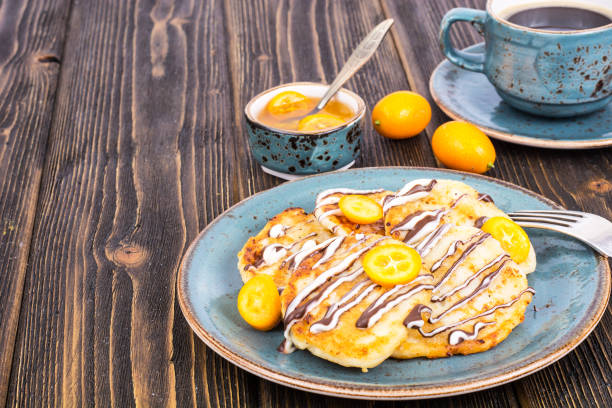 istock Pancakes with chocolate and kumquats 669499614