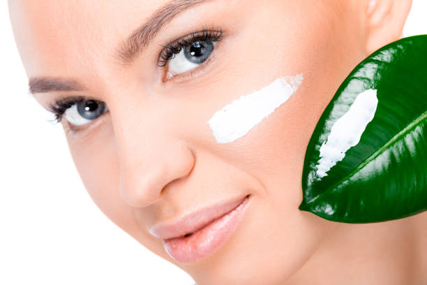 woman with cream on face