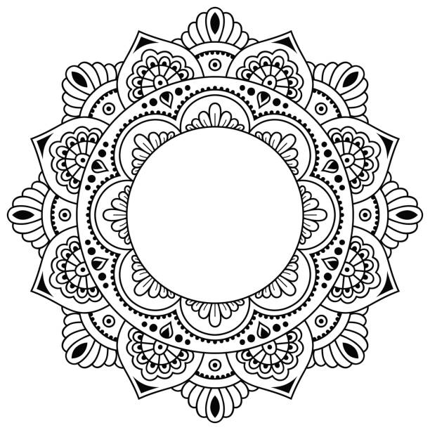 henna tattoo mandala. mehndi-stil. dekorative muster im orientalischen stil. coloring book seite. - design abstract petal asia stock-grafiken, -clipart, -cartoons und -symbole