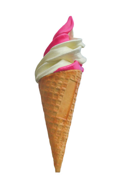 istock Strawberry and vanilla soft serve ice cream isolated on white background 669520020