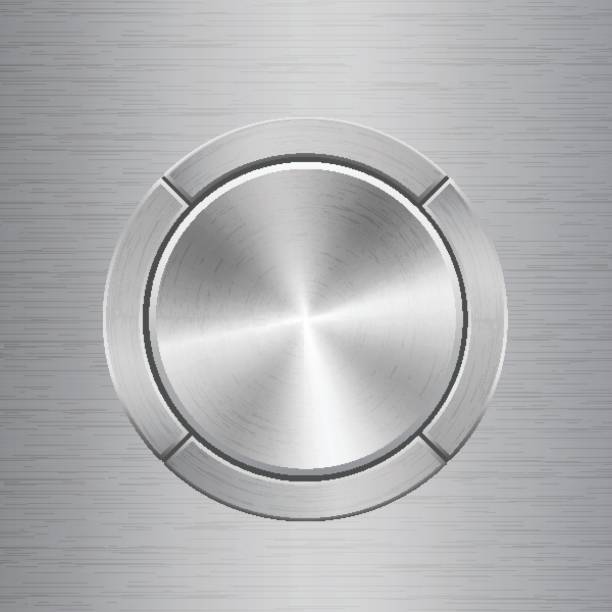 illustrazioni stock, clip art, cartoni animati e icone di tendenza di modello per il pannello di controllo audio con pulsanti intorno al pulsante principale - interface icons volume volume knob stainless steel