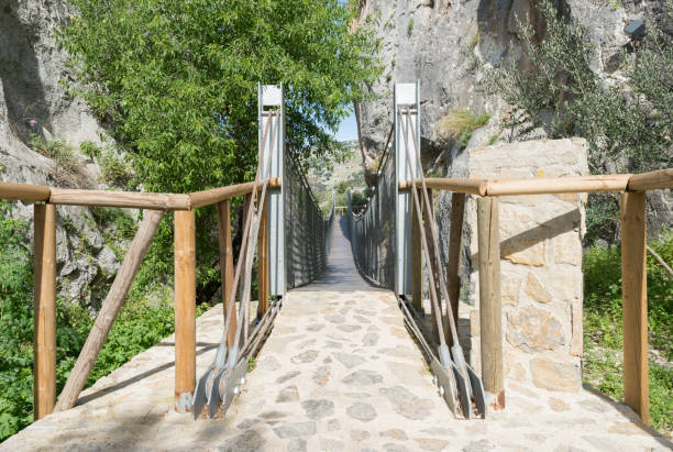 suspension bridge for pedestrians near the castle of zuheros in andalusia