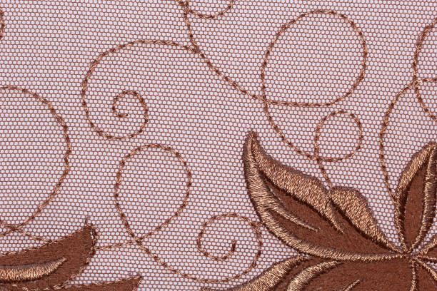 istock The macro shot of the brown lace texture material 669524906
