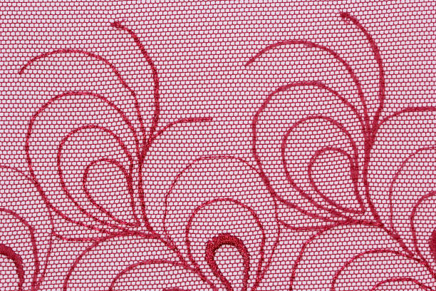 istock The macro shot of the red lace texture material 669524962