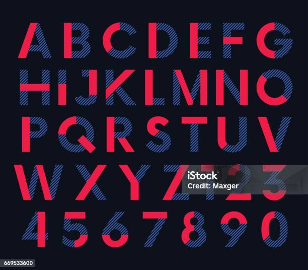 Geometric Decorative Colored Font Vector Alphabet Stock Illustration - Download Image Now - Typescript, Number, Alphabet