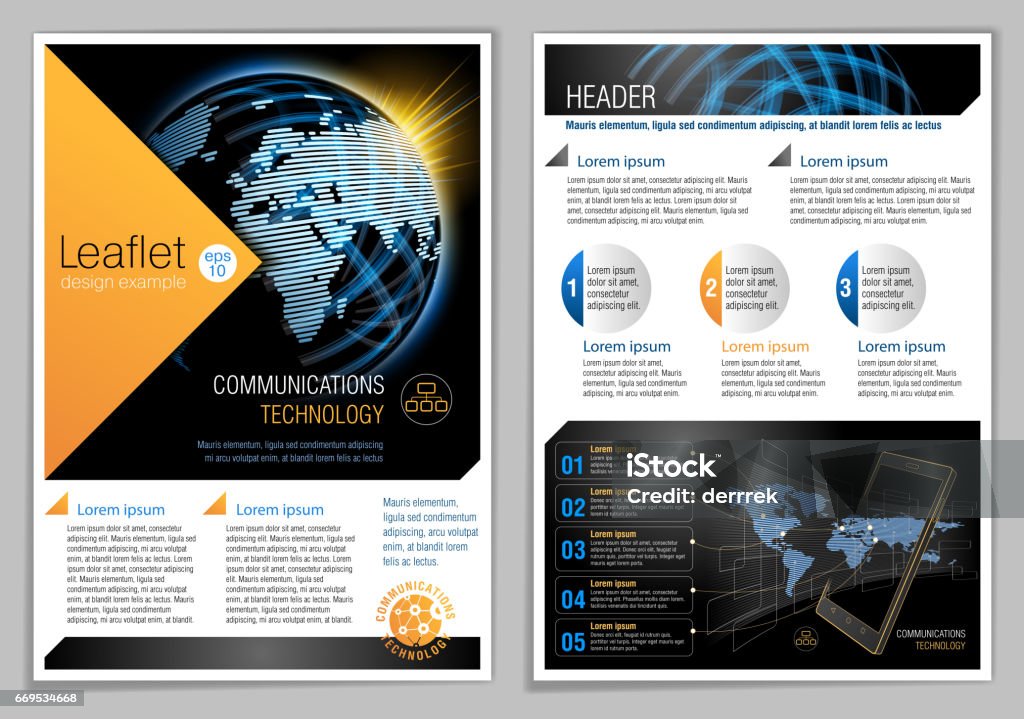 Leaflet Design Example Global Communications Stock Illustration ...