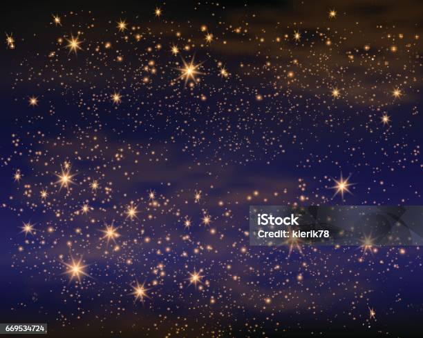 Magic Space Fairy Dust Infinity Abstract Universe Background Blue Gog And Shining Stars Vector Illustration Stock Illustration - Download Image Now