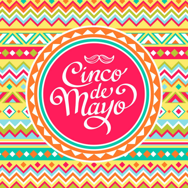 Cinco De Mayo Mexican Pattern The colorful Mexican pattern make wonderful invitations for the traditional festival Cinco De Mayo clip art of a blankets stock illustrations