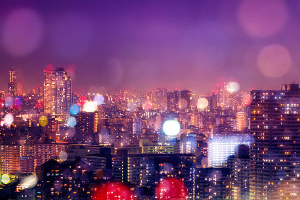 City nightlife, blur bokeh background