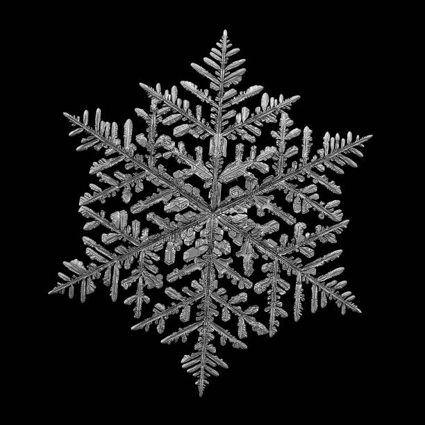 Snowflake isolated on black background stock photo