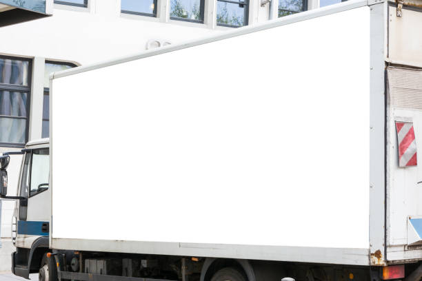 istock Blank Advertisement Small Truck Automotive Public Outdoors White Isolated Clipping Path 669552170