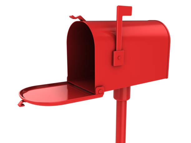 red mailbox 3d illustration of red maibox isolated over white blue mailbox stock pictures, royalty-free photos & images