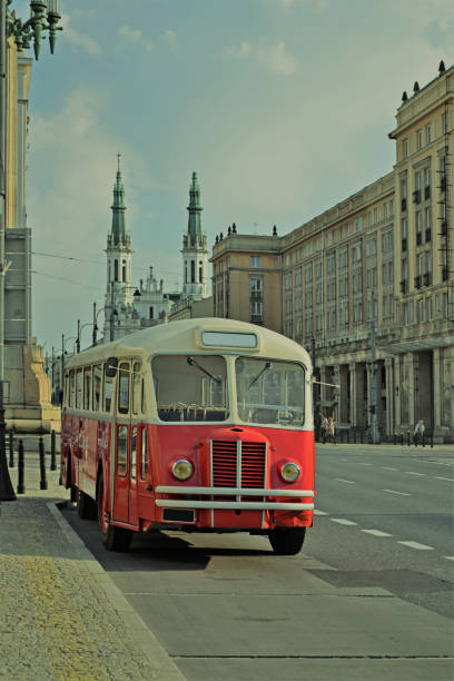 istock Classic bus parked on the street 669554678