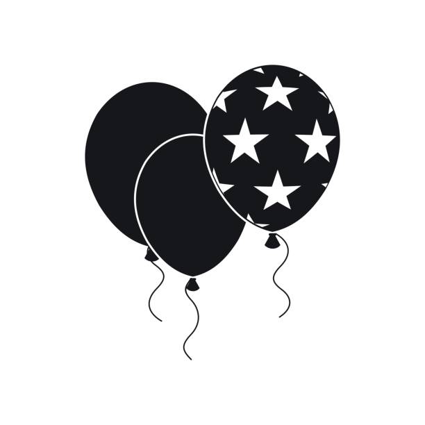 Balloons in the USA flag icon Balloons in the USA flag icon. Black simple style black and white balloons stock illustrations