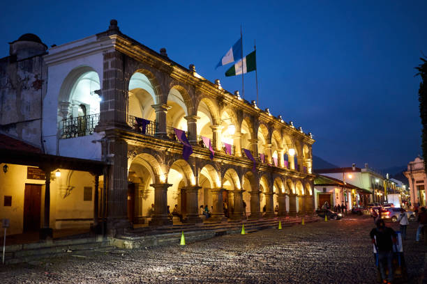 istock Illuminated colonial building in Antigua Guatemala 669560296