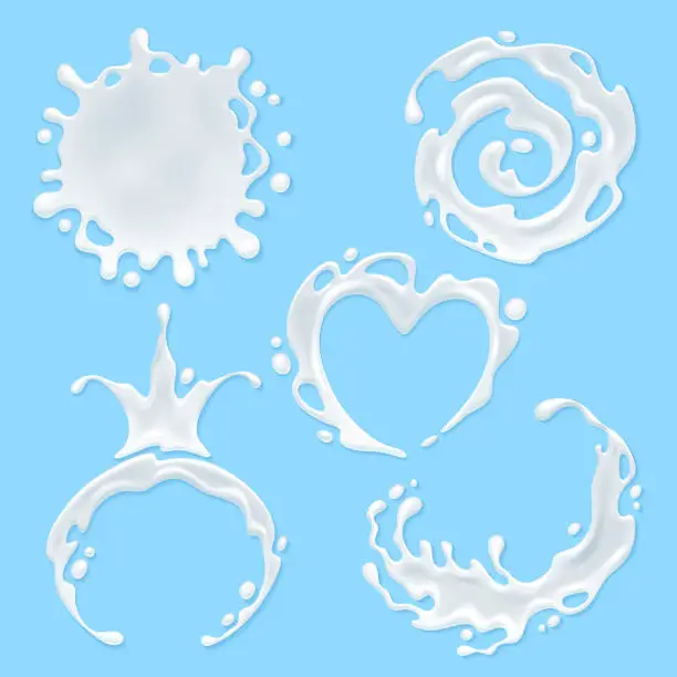 Vector illustration of Milk splashes set