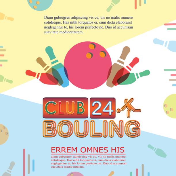 Bowling tournament poster or flyer. Abstract vector illustration of bowling game, ball and pins Bowling tournament poster or flyer. Abstract vector illustration of bowling game, ball and pins. cricket bowler stock illustrations