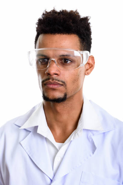 istock Young African man doctor thinking while wearing protective glasses 669563120