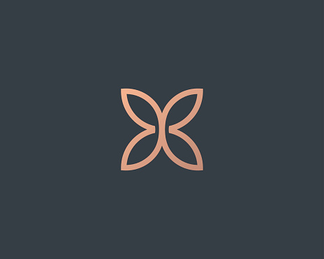 Abstract butterfly flower simple vector type. Line minimal universal luxury icon .