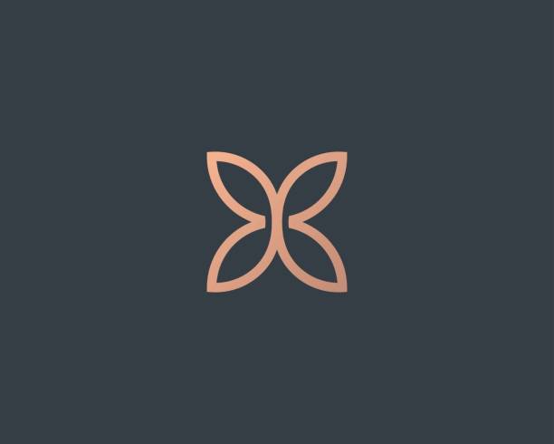 Abstract butterfly flower simple vector type. Line minimal universal luxury icon . Abstract butterfly flower simple vector icontype. Line minimal universal luxury icon icon harmony stock illustrations