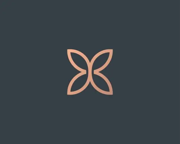 Vector illustration of Abstract butterfly flower simple vector type. Line minimal universal luxury icon .