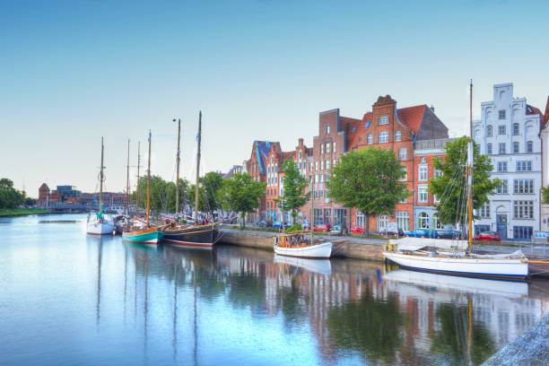 istock Old town luebeck at the river trave 669570500