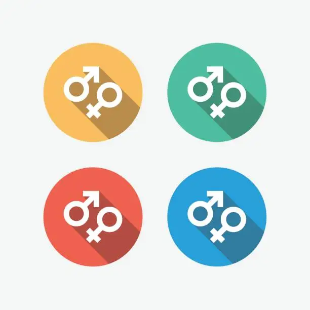 Vector illustration of Gender Multi Colored Circle Flat Icon