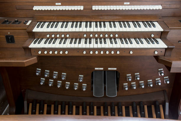 istock Wooden church organ keyboard 669572924