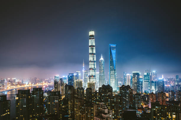 istock High Angle View Of Shanghai Skyline at Night 669580330