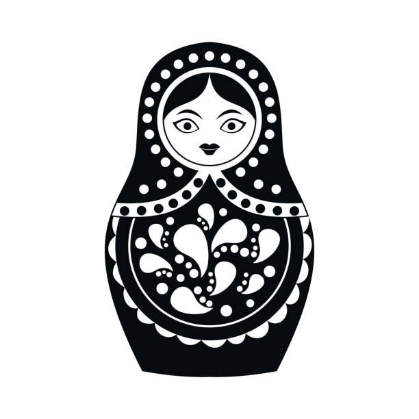 illustrazioni stock, clip art, cartoni animati e icone di tendenza di icona russa di matryoshka in stile semplice - russian nesting doll doll russia decoration